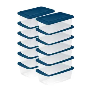 Sterilite 6 Qt Storage Boxes, Clear Plastic Containers with Lid, Set of 60, Blue