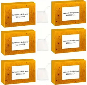 Turmeric Lemon Soap Bar, Facial & Body Wash for Men & Women, Daily Skincare Cleanser Set with Soap Saver Bag