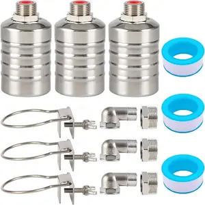 3 Pack Float Valve For Tank,1/2" to 3/4'' Fully Float Valve, 304 Stainless Trough Float Valve For Tank Pool Livestock Troughs Distille