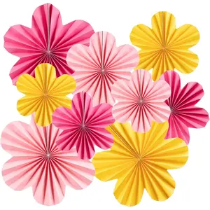 9 count Paper  Decorations for Wall Paper Fans Classroom Decoration Paper Floral Backdrop Decor Paper Fans Decoration
