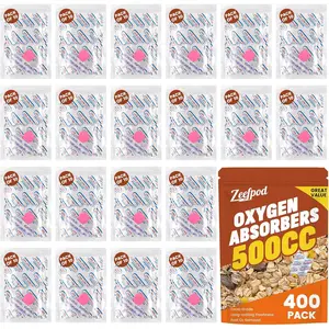400 Counts 500cc Food Grade Oxygen Absorbers, 10 Individually Vacuum Sealed Packs with Oxygen Indicator, Oxygen Absorber Packets for Long Term Storage in Mylar Bag,Canning Jars, Freeze Dryer Storage