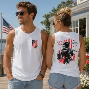 250th Anniversary Distressed American Flag 2-sided Tank Top, Revolutionary Soldier Graphic Tee, Modern Patriot 1776-2026 Tank, Unisex Clothing
