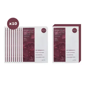 10 Pc KI Exosome Vera Repair Mask Revival Radiance Hydration Boost, Plant Exosome, Resveratrol, Hyaluronic Acid