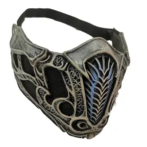 MK Themed Zero/Scorpion Face Mask Mask Medium Grey Latex Adjustable Strap Halloween Costume Accessory