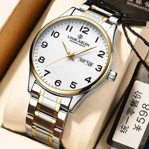 LOUIE JUELEN Classic Men's & Women's Watches Matching Couple Set Elegant Design Calendar Week Display Alloy Dial Steel Band Water Resistant Luminous Shockproof Ideal for Business Fashion Occasion Wear Perfect Gift for Partners