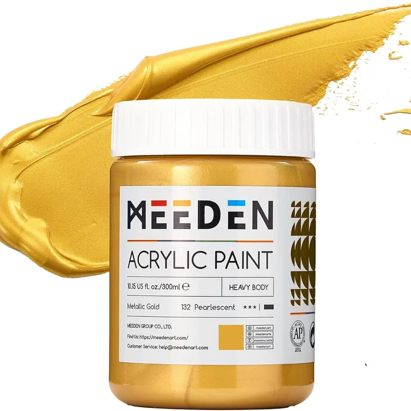 MEEDEN Metallic Gold Acrylic Paint: 10.1oz / 300ml Gold Leaf Paint for Adults Artists on Christmas Gift Decor - Gold Paints for Crafts Painting Furniture