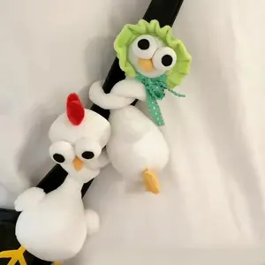 Funny Long Neck Chicken Plush Keychain Cute White Goose Bag Pendant Kawaii Stuffed Backpack Decoration Accessory for Girls
