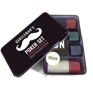 Gentleman's Mad Man Poker Set with Assorted Colors in Black Box
