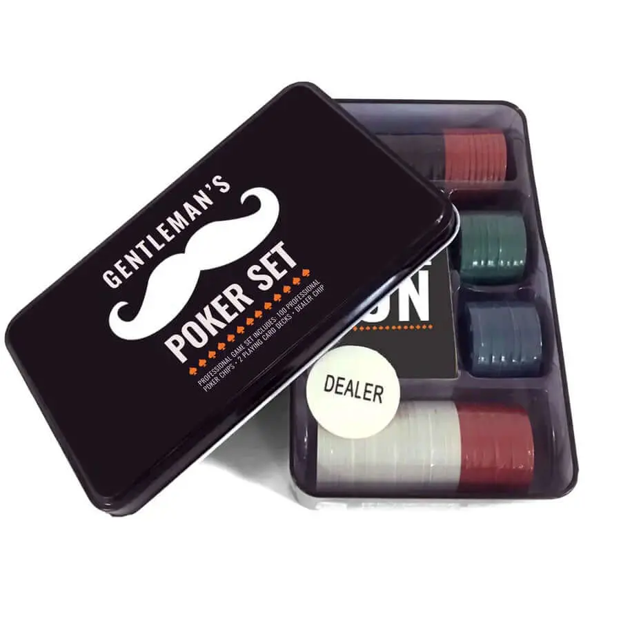 Gentleman's Mad Man Poker Set with Assorted Colors in Black Box