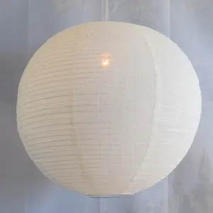 Extra Large Round Linen Fabric Lantern Lampshade, Handcrafted, Durable, White Beige (24"W x 24"H)