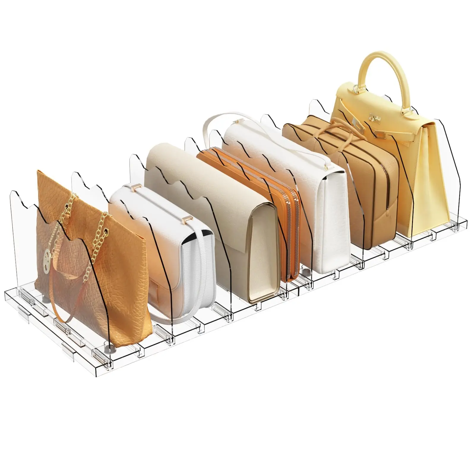 Adjustable Shelf Divider for Closet, Clear Purse Organizers for Closet Acrylic Handbag Separators Storage Organizer Bookshelf Separator Dividers in Bedroom, Office shoe rack organizer Racks garage accessories bathroom organizer hat organizer Black Summerv