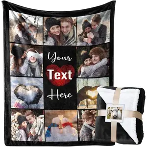 Custom Blanket with Picture Personalized Fleece Throw Blanket - Thick and Warm Fuzzy Plush Blanket - Customized for Couple Girlfriend Boyfriend