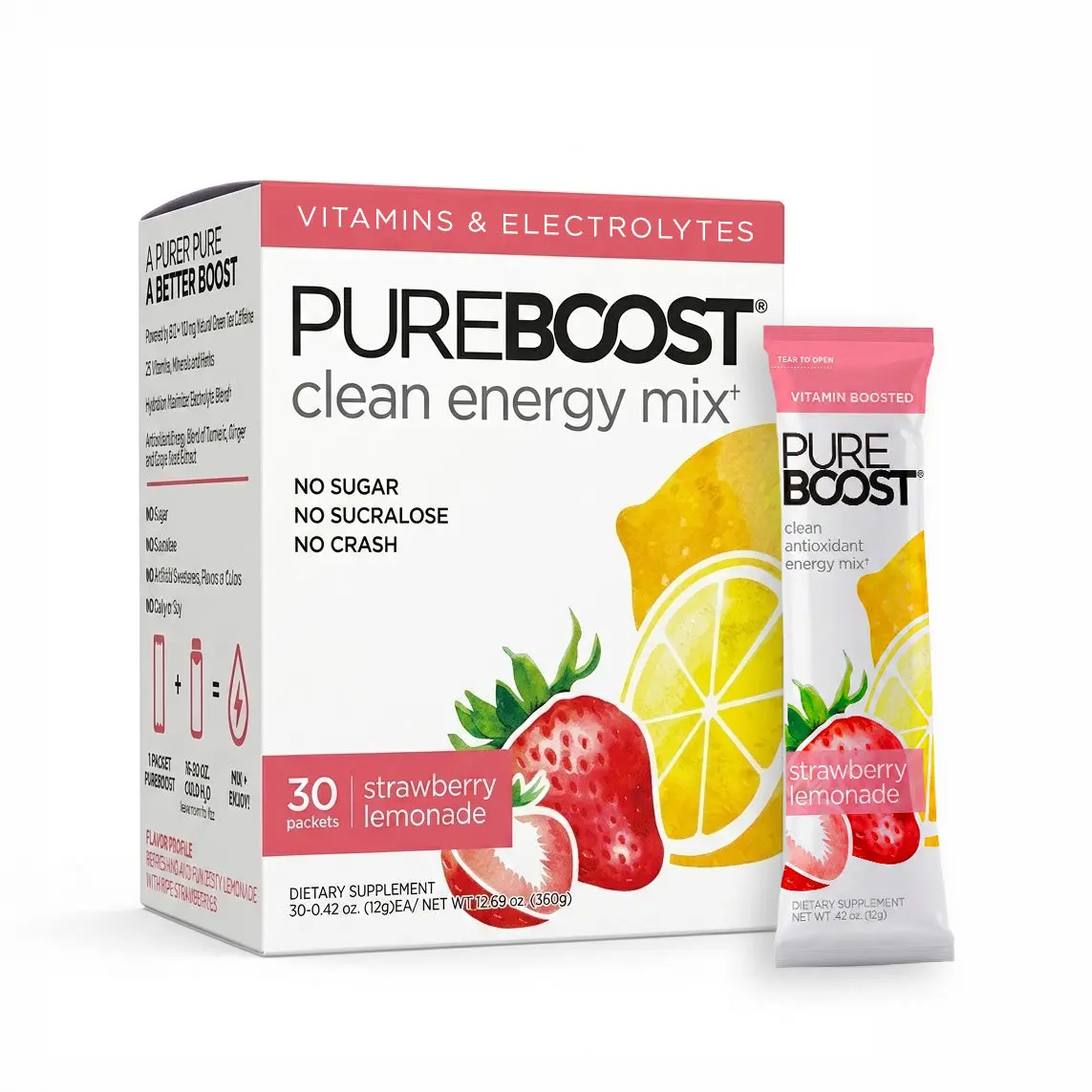 Pureboost Strawberry Lemonade Hydration Flavoring Powder
