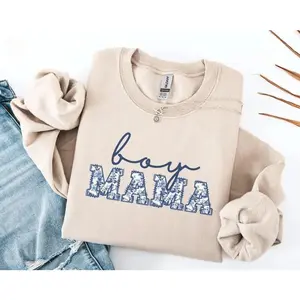 Boy Mama Sweatshirt Toile Boy Mama Sweater, New Mom Pregnancy Announcement, Gender Reveal Crewneck,Baby Announcement Shirt, Baby Shower Gift Casual