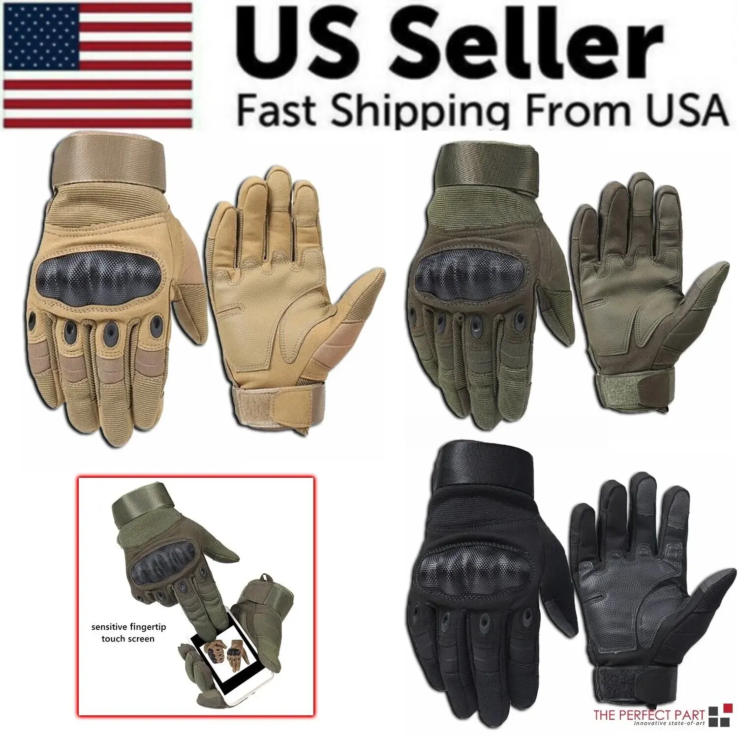Tactical Full Finger Motorcycle Gloves, Motocross Riding Racing Mittens with Protection for Motorbike Enthusiasts