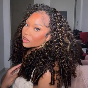 OQHAIR P1B/30 Burmese Curly Half Wig 250% Density 3 IN 1 Flip Over Wig Seamless Glueless Human Hair Wear Go Wigs With Drawstring Invisible Hairline for Beginner Friendly Pre-Colored Wigs