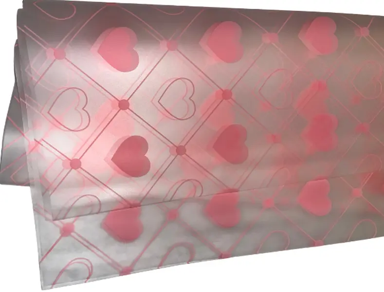 Pink Transparent Heart Bouquet Wrapping Paper