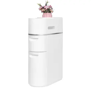 Tiers Narrow Storage Cabinet with Wheels Modern Floor Storage Cabinet Large Capacity Slim Bathroom Storage Cabinet Bedroom Accessories