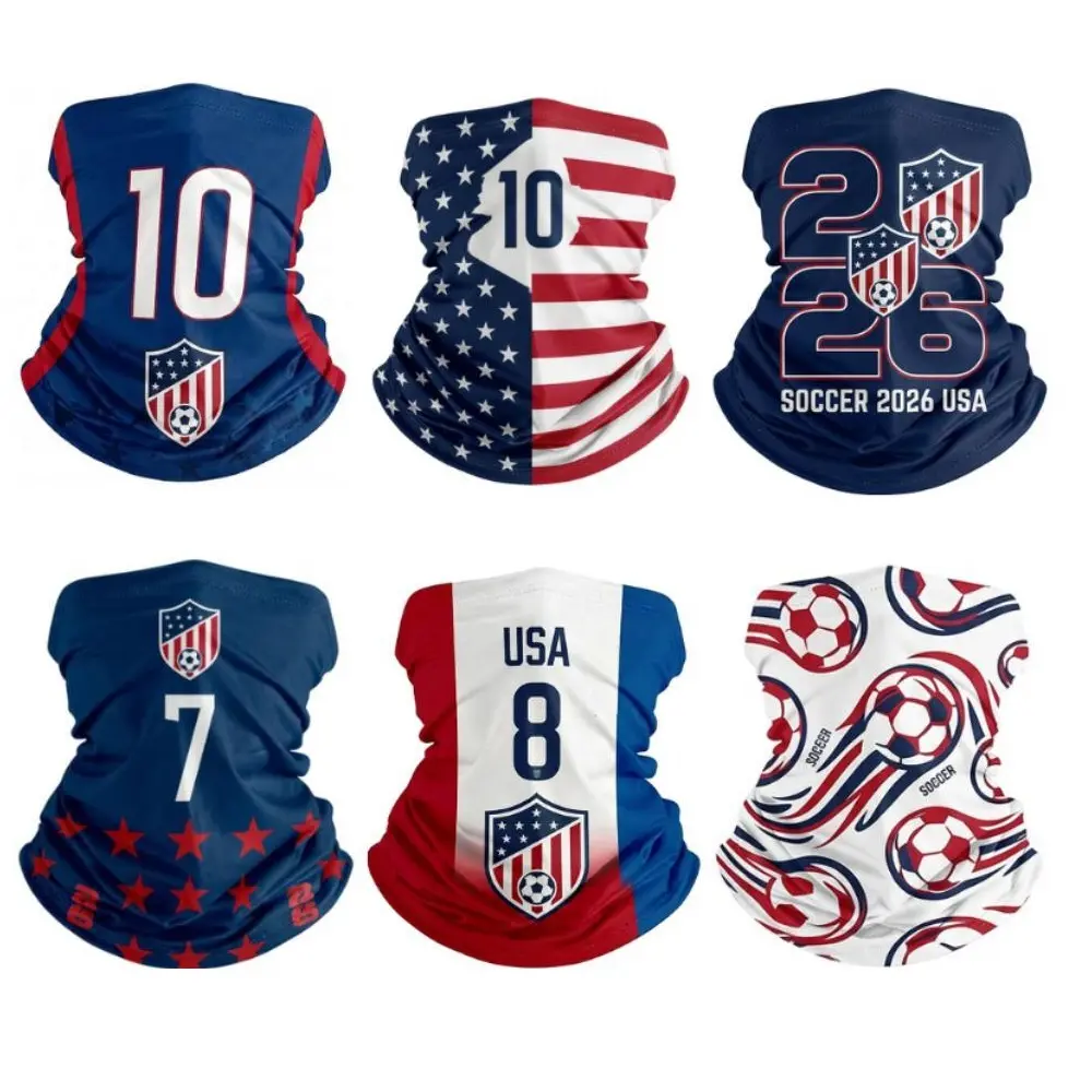 Yeomoo 6Pcs American Style Neck Gaiter, Cooling Face Mask, USA Patriotic Pattern Bandana, Football Lover Gift for Players and Fans, UV Protection, Ideal for Outdoor Work & Sports, Father's Day Gift summerwins