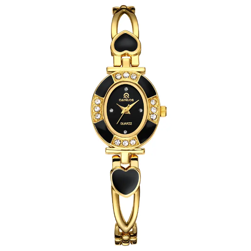 CAINUOS 6001 Women's Elegant Multicolor Artificial Gemstone Decorated Quartz Watch, Exquisite Trendy Wristwatch, Fashionable Watch As Gift, Jewelry Bracelet Watch
