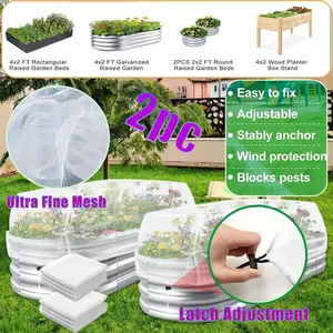 2pc Plant Insect Net Cover, Ultra-Fine Mesh, Arched Design, Adjustable Clips, Light-Permeable, Ideal for Home Gardening, Practical and Durable