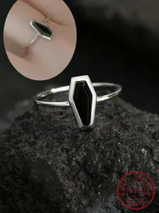 S925 Sterling Silver Fashion Synthetic Gemstone Decorated Dainty Ring, Fashion Jewelry for Party, Daily Clothing Decor, Trendy All-match & Exquisite Jewelry for Birthday Gift