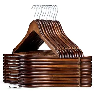 Wooden hangers 30 pack solid wood coat hangers heavy duty smooth finish bulk wooden hangers with 360swivel chrome hook highgrade wooden clothes hanger bamboo hangers for adult