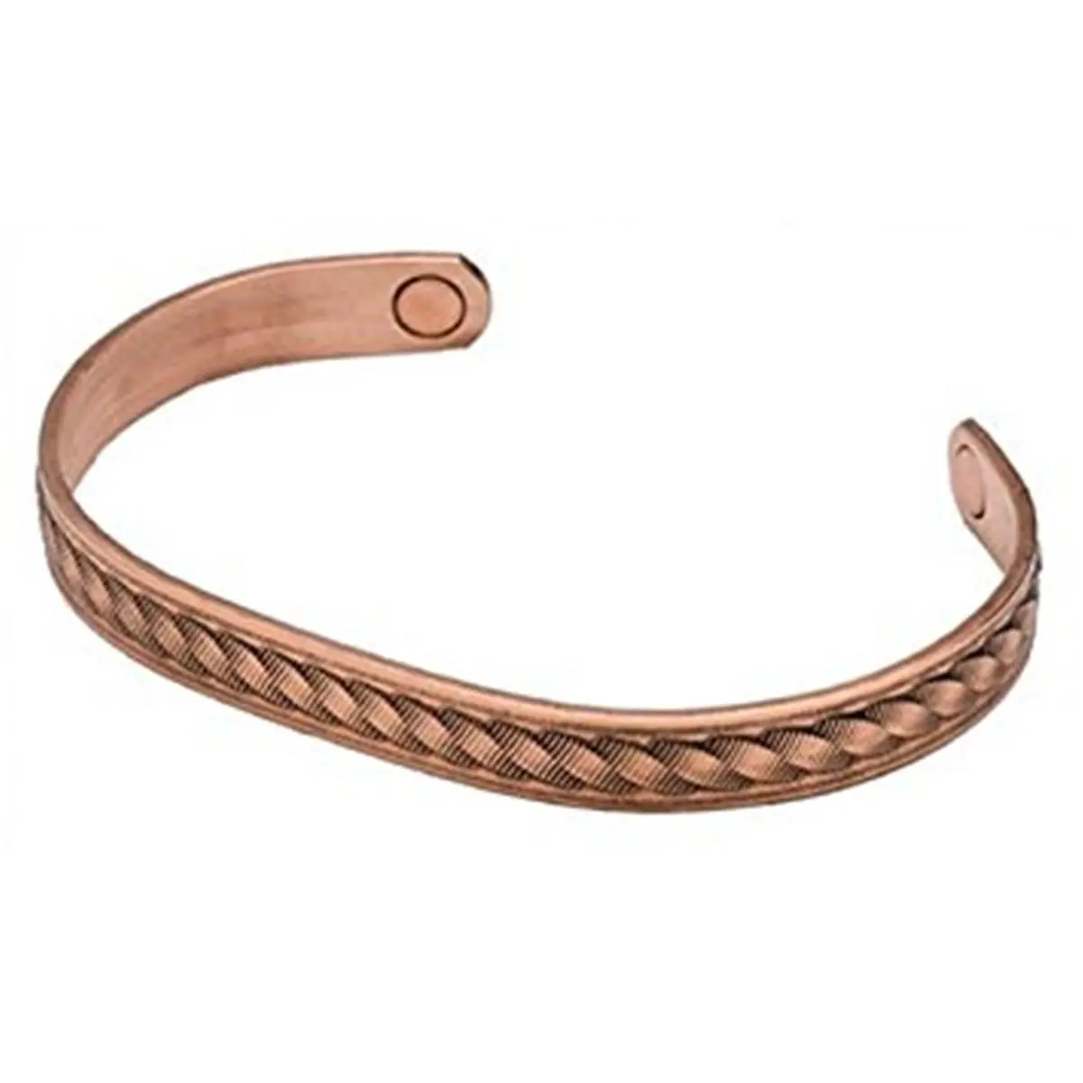Sabona Magnetic Cuff Bracelet, Elegant Rope Pattern in .99% Pure Copper with Samarium Cobalt Magnets and a Satin Finish, 6 In., .99% Copper, Comfortable, Elegant Classic Design, Magnetic Wristband, Purest Copper 99%, Sports