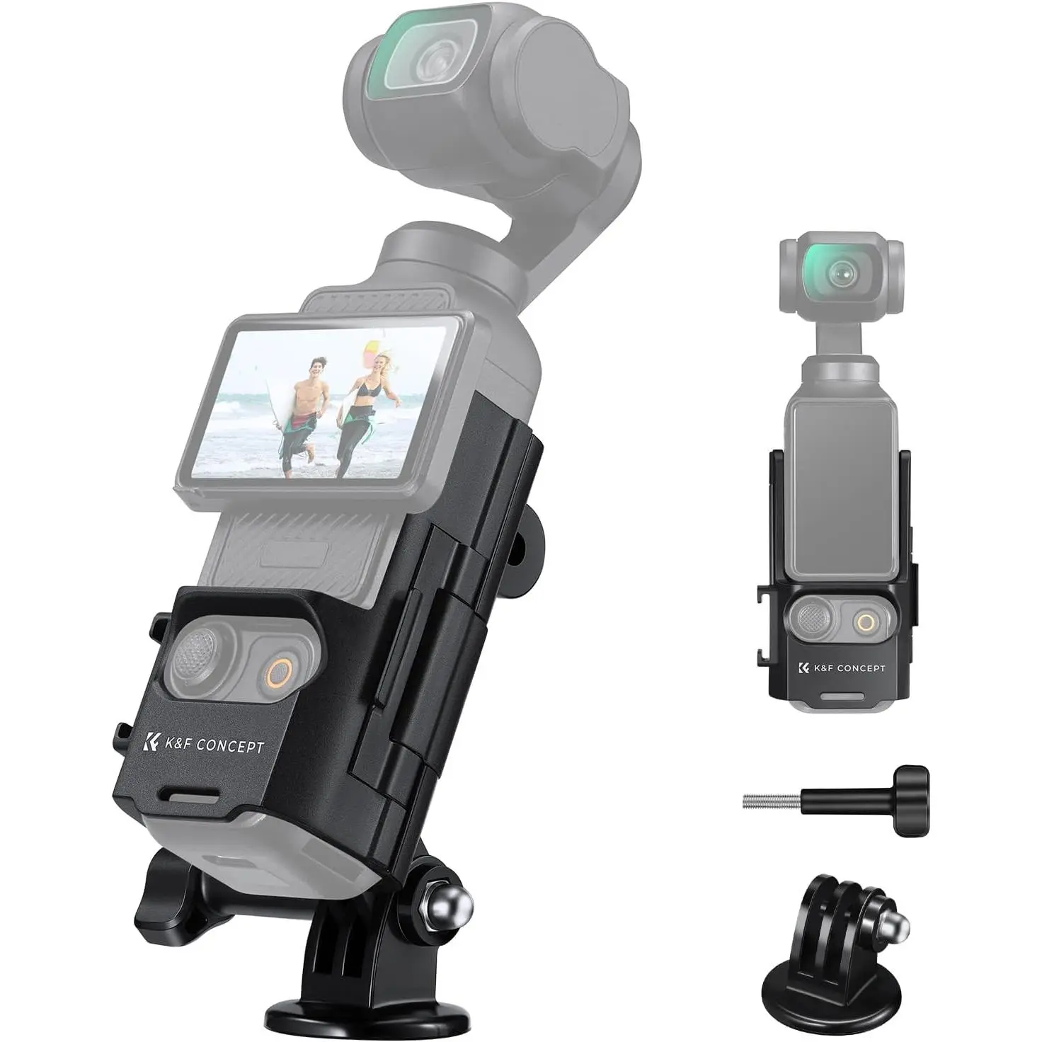 K&F CONCEPT Expansion Adapter Mount for DJI Osmo Pocket 3/XTRA, Camera Accessories with Cold Shoe Mount, 1/4" Screw Hole & Extended Bracket Frame, Compatible with Action Camera Port