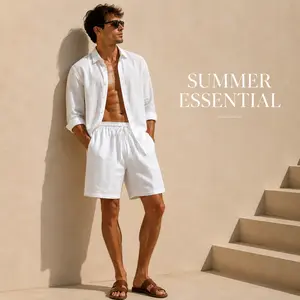 Men's Summer Linen Shorts | Elastic Waist Casual Beach & Vacation Shorts