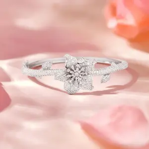 Cubic Zirconia Silver Plated Floral Minimalist Bracelet