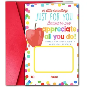 1 Pc Teacher Thank You Card – Colorful polka dot and apple design appreciation card. Perfect for expressing gratitude to teachers, ideal for school, office stationery and thoughtful gifts.