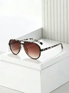 Women's Vintage Tortoiseshell Pattern Aviator Sunglasses, Trendy Casual Tinted Lens  Sunglasses for Everyday Use, Fashion Accessories for Outdoor Activities, Leopard Pattern Sunglasses