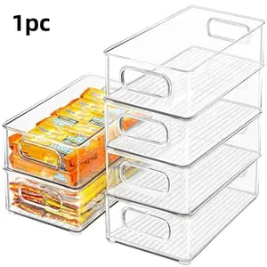1pc Kitchen Food Box, Transparent Desktop Organizer, Dormitory Stationery Snack Storage, Makeup Cosmetics Mask Holder, Multi-Purpose Storage Box