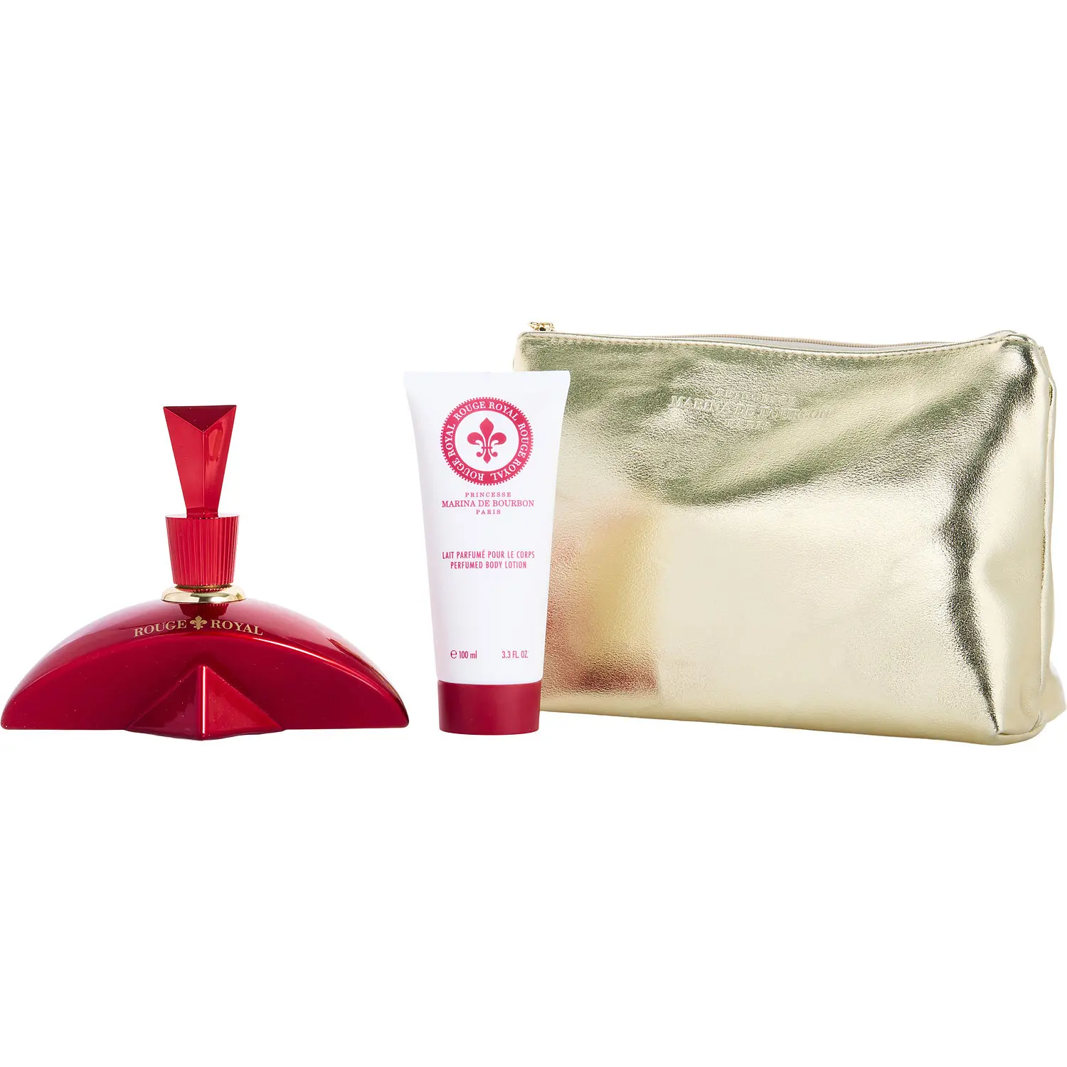 Marina De Bourbon Rouge Royal Set-Eau De Parfum Spray 3.4 Oz & Body Lotion 3.4 Oz & Pouch For Women