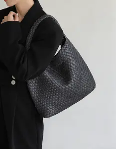 2026 NEW Luxury Vegan Leather Tote Bag , Eco-Friendly Fashion Hand-Woven Soft Leather Shoulder Bag, Large Capacity Commuter Purse with pouch. fashionable tote bag