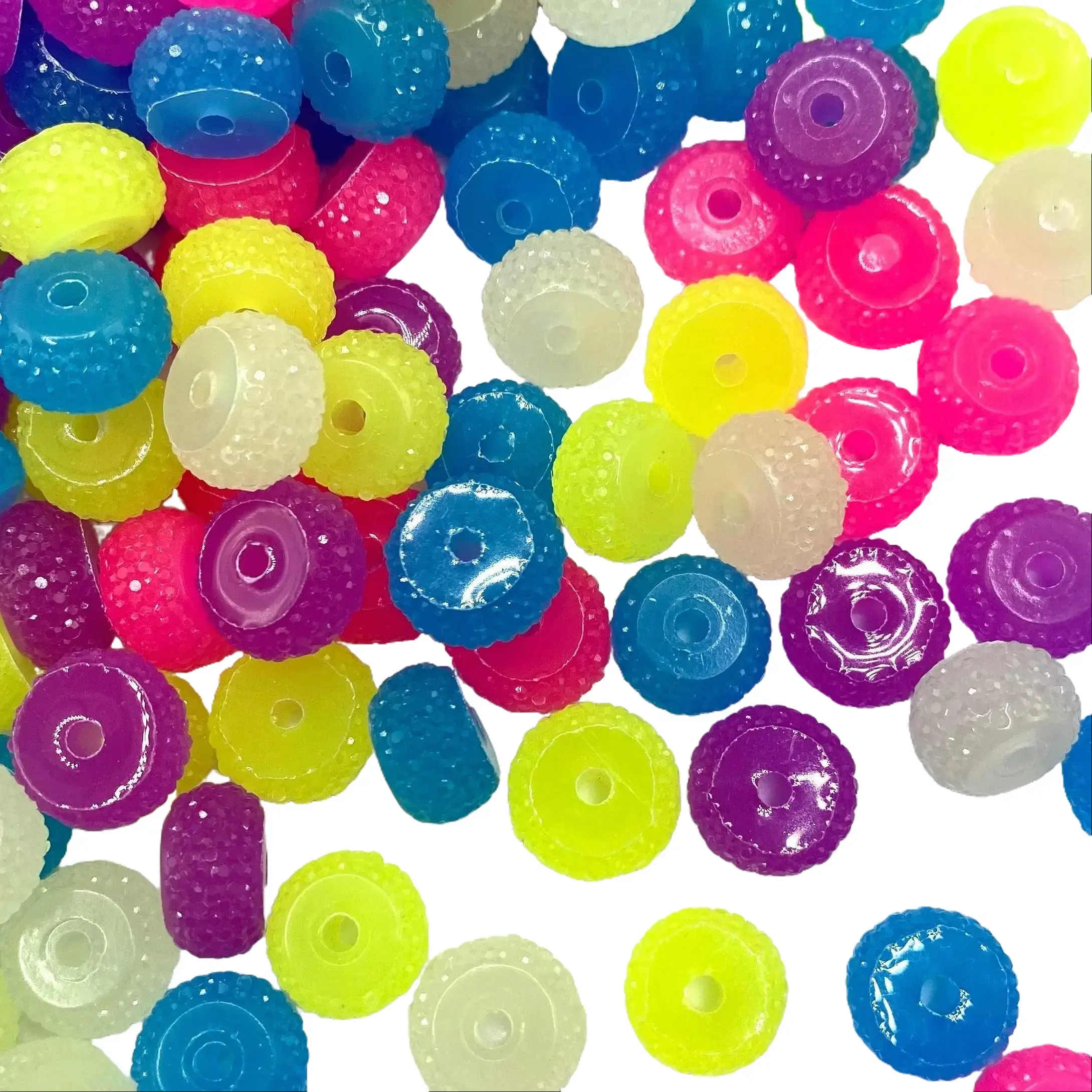Luminous Spacer Beads 12mm Colorful Beads for DIY Jewelry Making & Craft Projects Random Mix