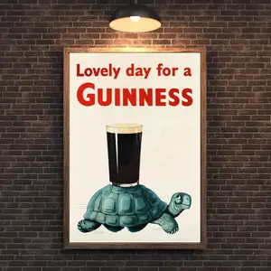 It’s a Lovely Day for a Guinness Poster, Vintage Irish Advertisement Wall Art, Retro Pub Style Decor for Kitchen Bar Cart Cozy Home Interior