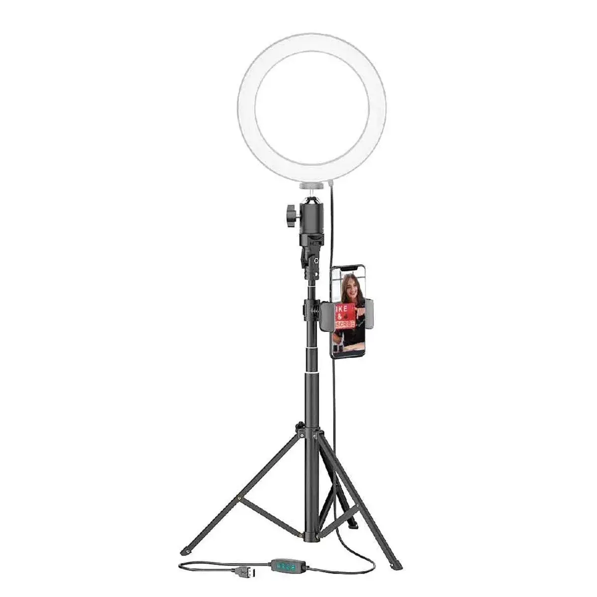 Bower 8” Selfie Ring Light Studio with Tripod Stand and Phone Holder – 8” LED Ring Light, 51” Extendable Tripod, 360º Tripod Ball Head, 3 White Modes, 10 Bright Levels, Wireless Remote Bower
