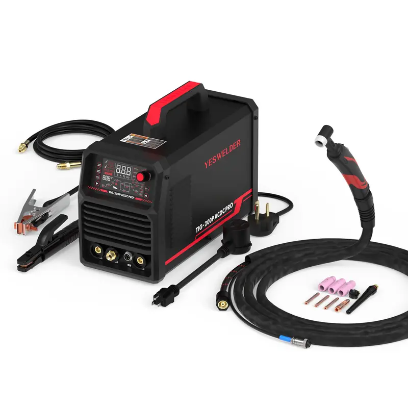 YESWELDER TIG-200P-ACDC-PRO Hybrid AC/DC Aluminum TIG Welder 200Amp | AC TIG/DC TIG/Mix TIG/Spot TIG/Pulsed TIG/Stick | HF Start 110/220V Dual Volts Welding Machine with Pulse 0