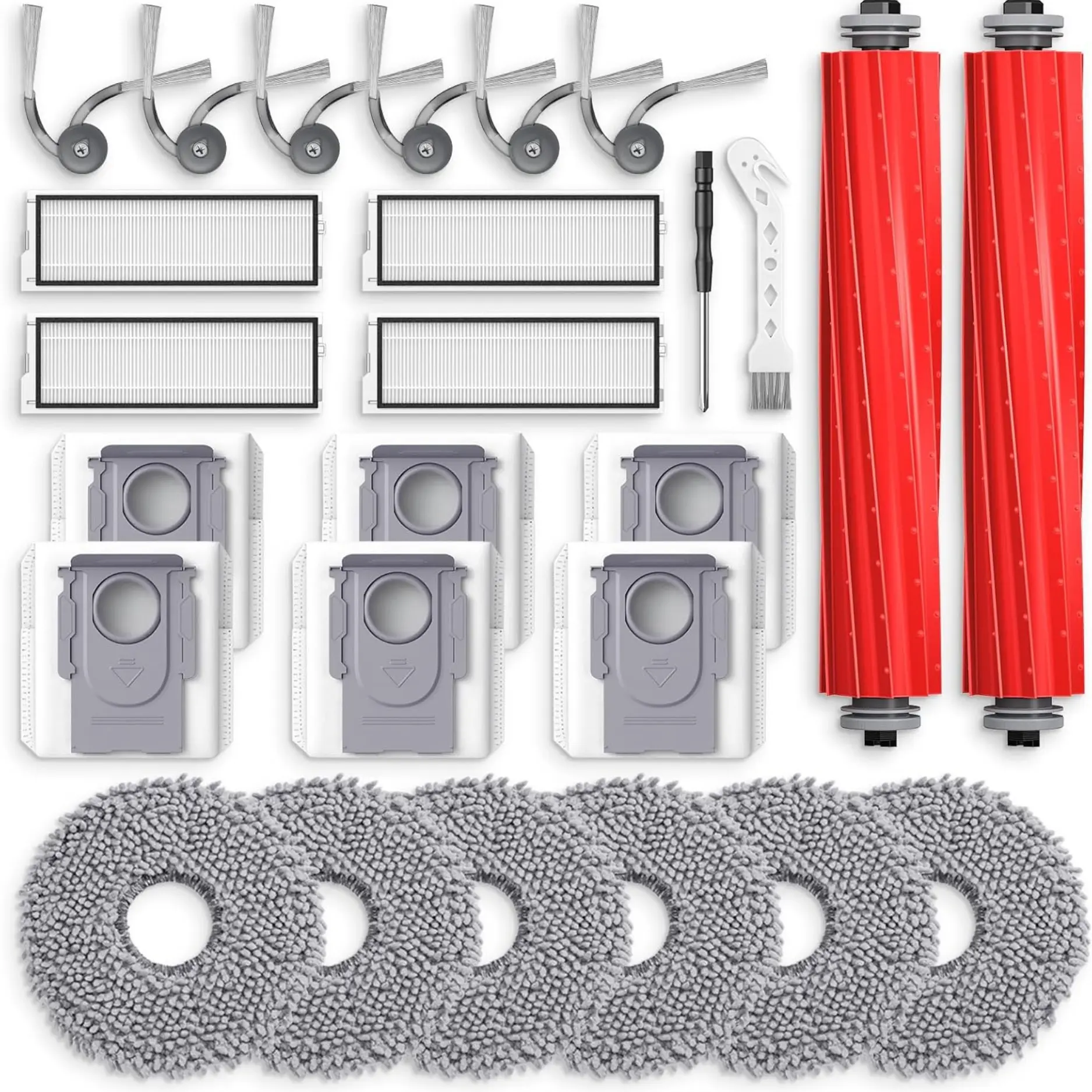 Replacement Accessories Kit for Roborock Qrevo S Pro, QV35A & QV35S Robot Vacuum, Main Brush, Side Brushes, Filters, Mop Pads & Dust Bags