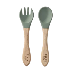 Bamboo Spoon and Fork Set (Sage)