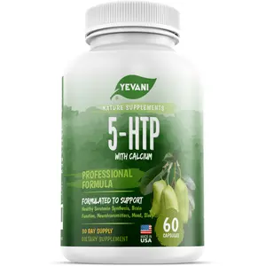YEVANI 5-HTP 200mg Supplement with Calcium - Natural Support for Sleep, Mood Balance & Relaxation - 60 Capsules