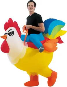 Inflatable Costume Adult, Riding Chicken Costume for Men/Women, Blow up Ride on Rooster, Funny Halloween Costumes Adult Christmas Holiday Party Suit