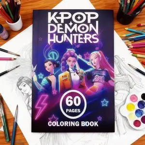 Immersive Korean Art Journey! Devil Hunter Theme 60-Page Coloring Book, Activity Book, Stress Relief, Unleash Your Inner Artist, Global Trending, Demon Hunters Kpop Merch