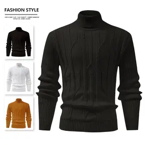Men's Turtleneck Sweater Autumn Winter Multicolor Cable Knit Pullover Vintage Casual Warm Skin-Friendly Top Couple Daily Commuter Date Innerwear Slim Fit Versatile Base Layer Knitwear