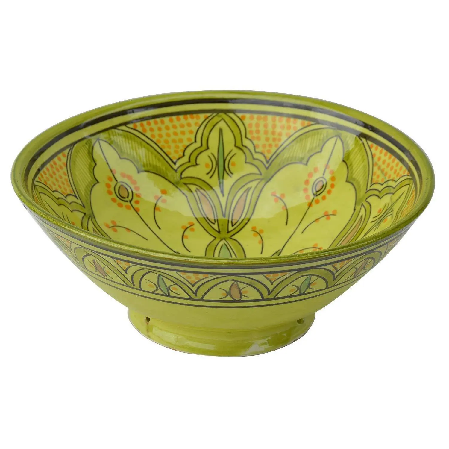 Ceramic Bowls Moroccan Handmade Serving Bowl Large 12 Inches in diameter Multicolored Green