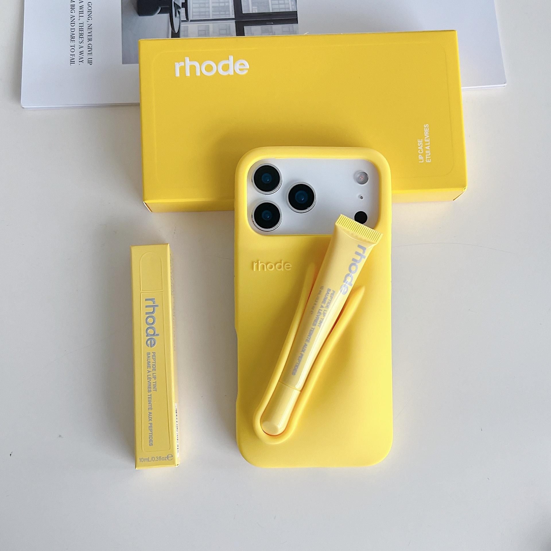 RHODE Convenient Daily Phone Case with Lip Care Storage Slot Pocket Feature for iPhone 11 12 13 14 15 16 17, Portable Protective Back Cover for Travel