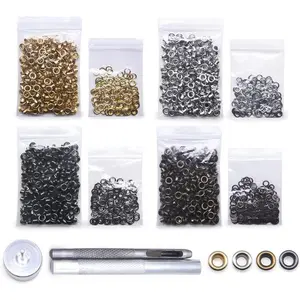 800 Sets 3mm Grommet Eyelets Kit with 3 Pieces Installation Tool Kit, 4 Colors