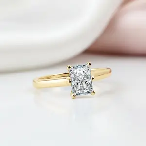 Radiant Cut Diamond Option Solitaire Engagement Ring in 10k Yellow Gold